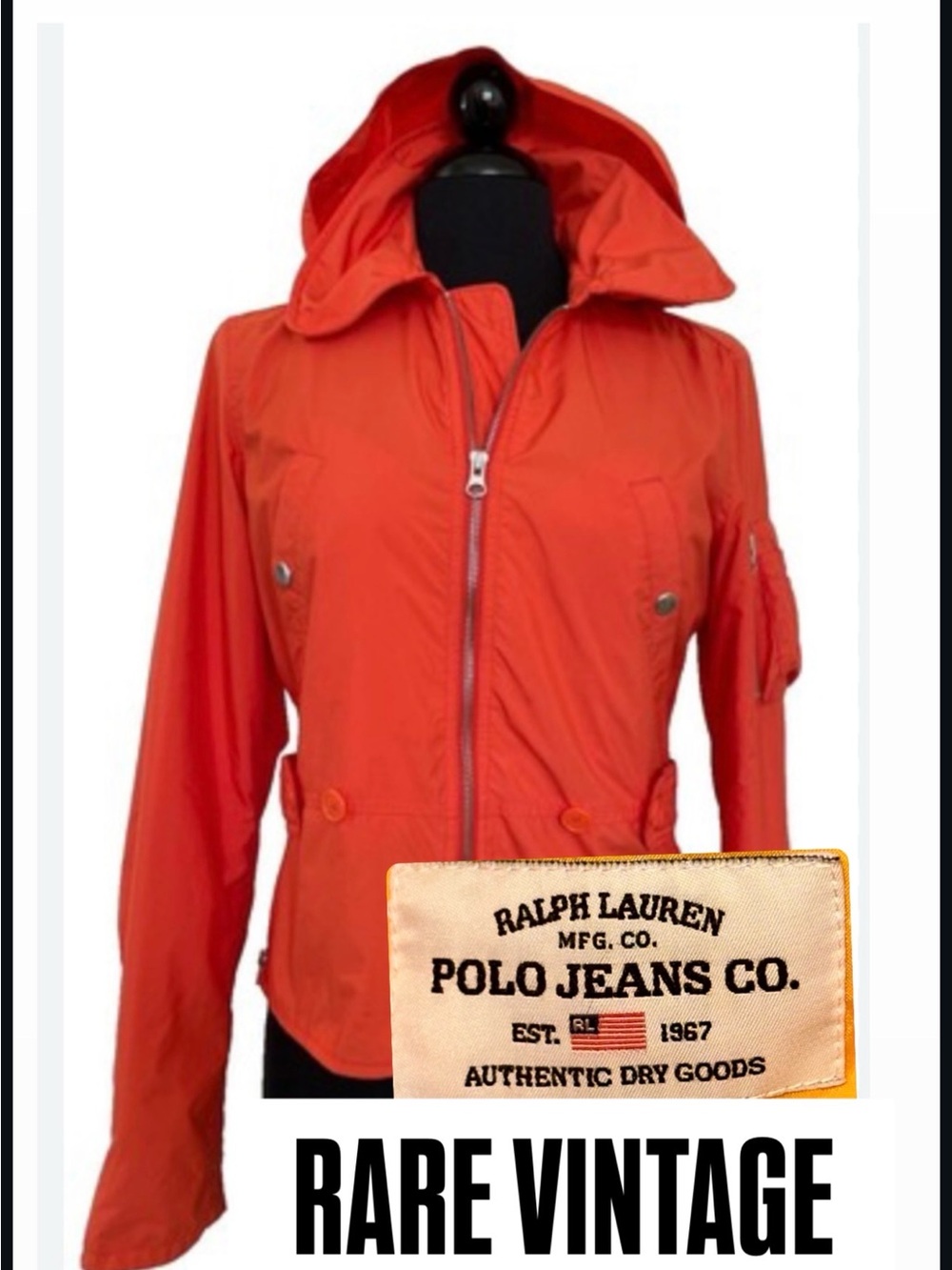 Vintage Ralph Lauren Bright Orange Windbreaker Bomber Jacket - Size XL